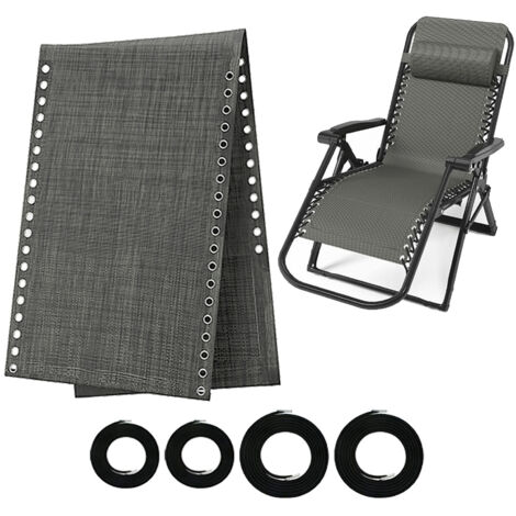 Tumbona plegable y extensible con funda de tejido Teslin reforzado en negro y gris, de 43 cm de ancho, ideal para relajarse en el jardín, en la playa o por la tarde.