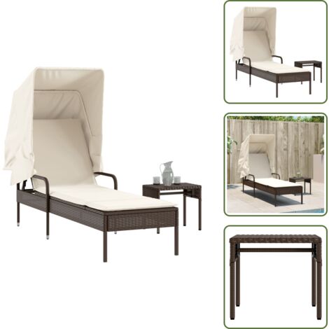 Tumbona ratán sintético - vidaXL Tumbona con capota y mesa ratán sintético marrón - Tumbona marrón