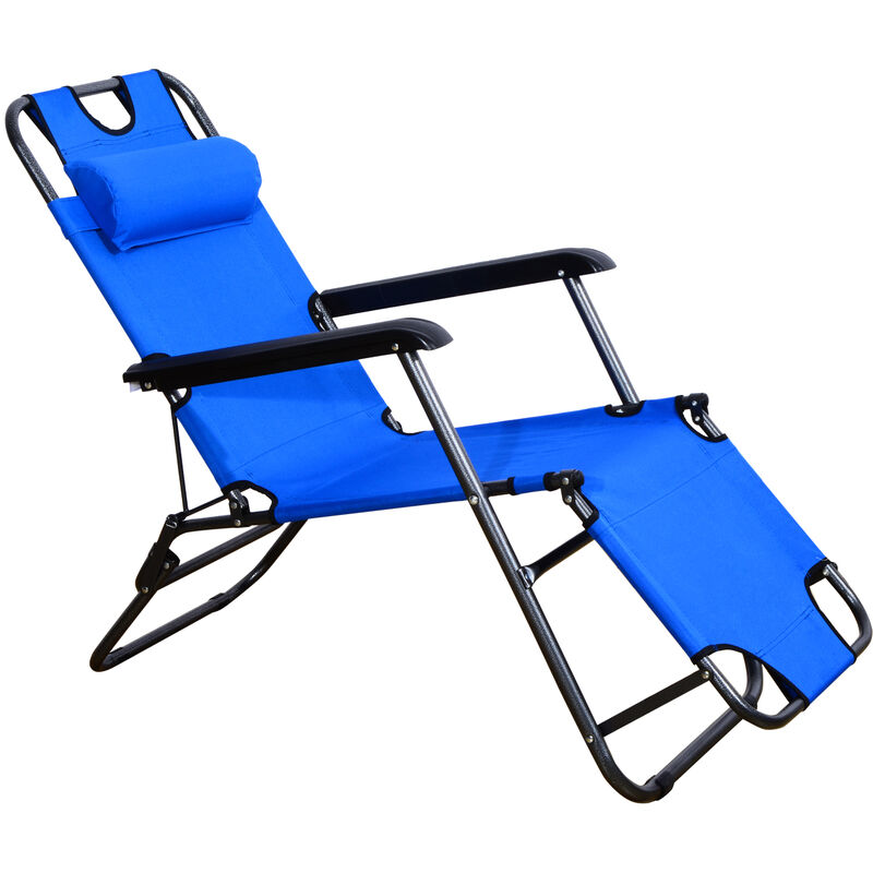 

Tumbona Plegable Inclinable Metal + Almohada Playa Camping Piscina Hamaca Azul - Azul