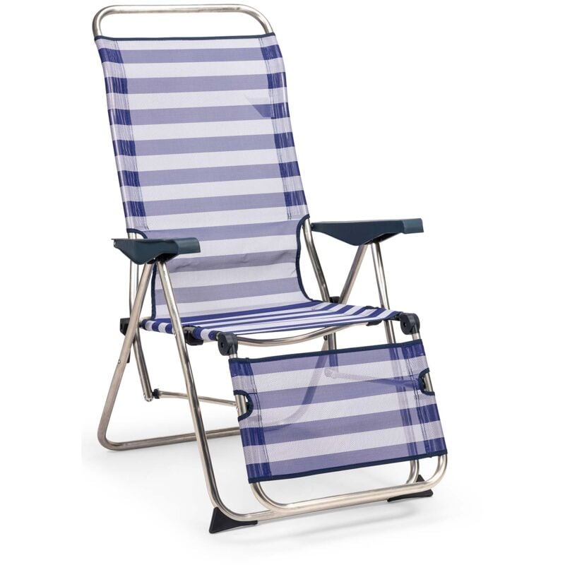 

Tumbona Regulable de Jardín Relax 5 Posiciones con Respaldo Anatómico Azul y Blanco - 50001072735212 - solenny