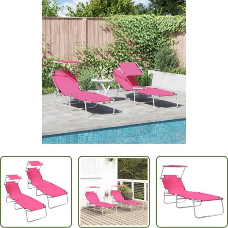 Tumbona rosa -  Tumbona 2 pcs Rosa 58 x 188 x 77 cm Poliéster