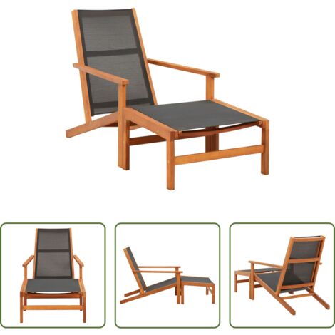 Tumbona -  Silla de jardín con reposapiés madera de eucalipto y textilene