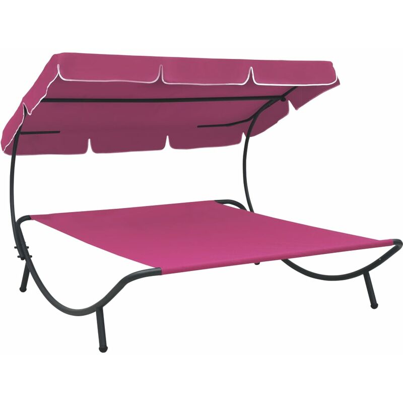 

Tumbona sofá de jardín con toldo rosa - Rosa