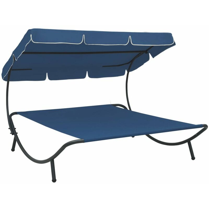

Tumbona sofa de jardin con toldo azul