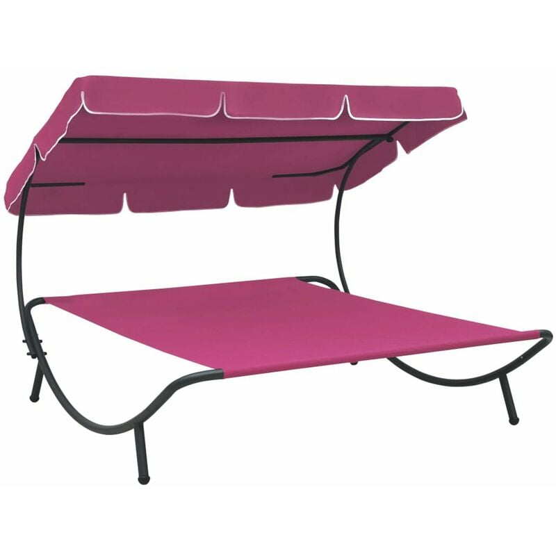 

Tumbona sofa de jardin con toldo rosa
