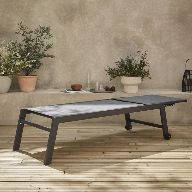 

Alice's Garden - Tumbona de aluminio antracita y textileno gris, reclinable 6 posiciones | Solis - antracita