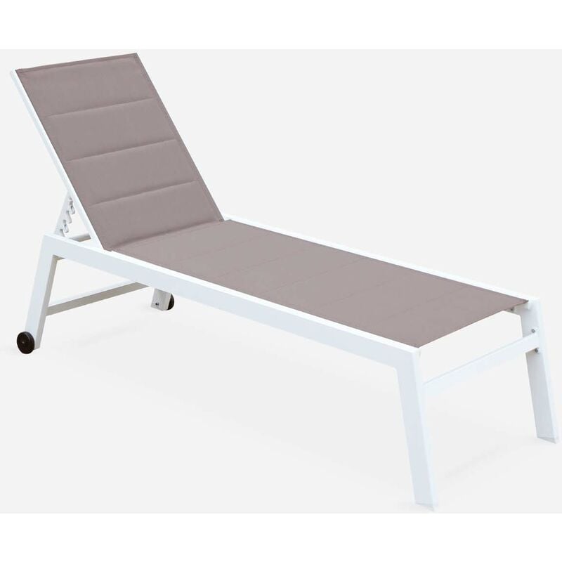 

Alice's Garden - Tumbona de aluminio blanco y textileno pardo, reclinable 6 posiciones | Solis - Blanco