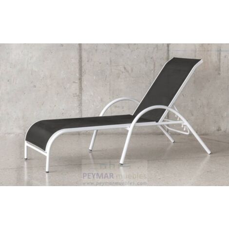 Tumbona terraza jardín Horlen aluminio/textilen blanco/antracita, 72cm (alto) 61cm(ancho) 200cm(fondo).