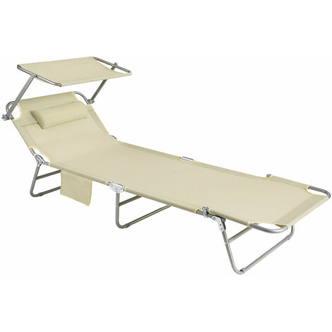 Tumbona, Tumbona de Relación con Respaldo Reclinable y Parasol, Tumbona Plegable OGS48-MI SoBuy ES