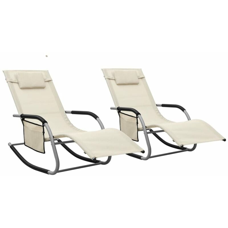 

Tumbonas 2 unidades textilene crema y gris