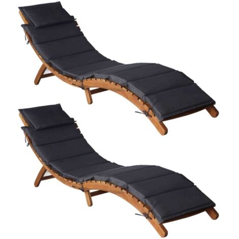 Tumbonas con cojines 2 uds madera maciza acacia gris oscuro
