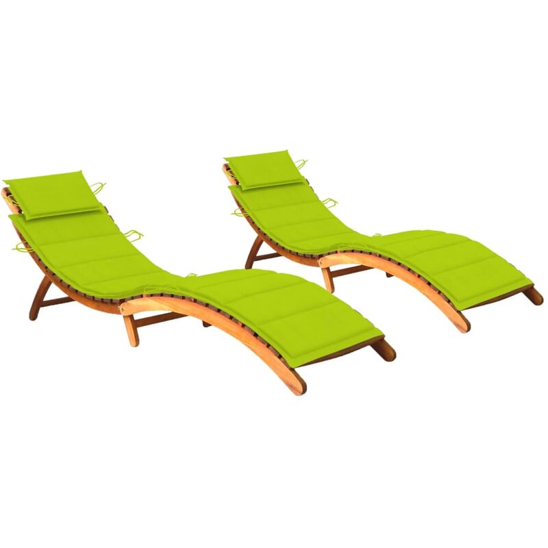 

Tumbonas con cojines 2 unidades madera maciza de acacia