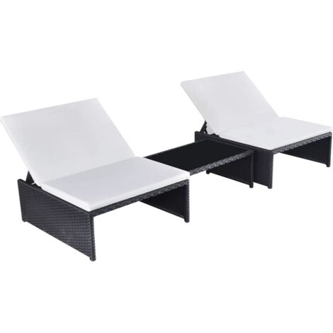vidaXL 5x Tumbona Doble Mesa Poliratán Sintético Marrón/Negro Sofá Cama Patio