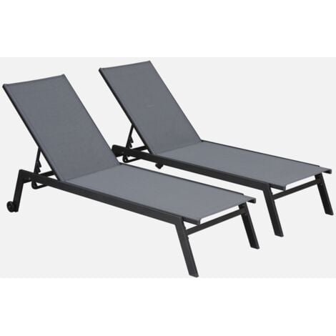 SWEEEK Tumbona de aluminio de multiposición con ruedas, set de 2, Elsa, Blanco, 191x55x94 cm