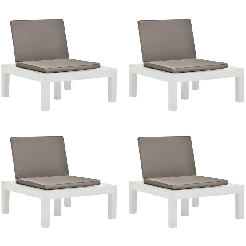 

Tumbonas de jardin con cojines 4 unidades plastico blanco