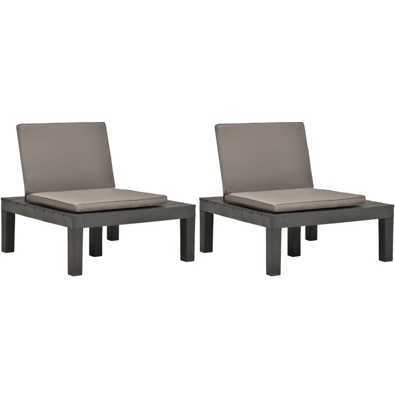 

Tumbonas jardin con cojines 2 unidades plastico gris antracita