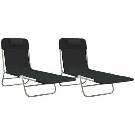 Tumbonas plegables 2 uds acero y textilene negro vidaXL