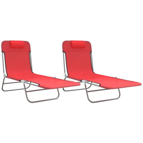 Tumbonas plegables 2 uds acero y textilene rojo vidaXL