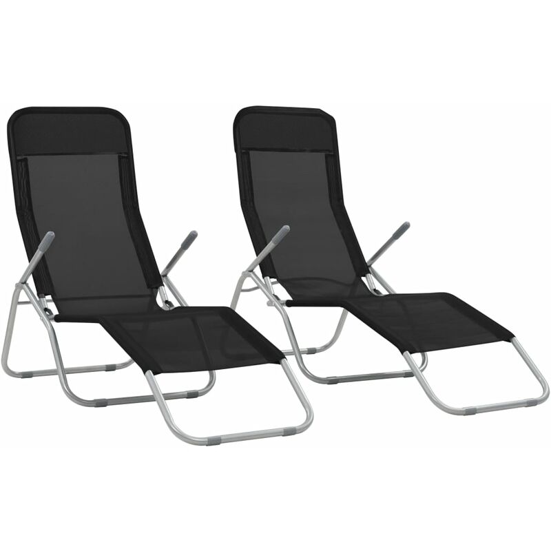 

Rogal Home&Deco Tumbonas plegables 2 unidades textilene negro