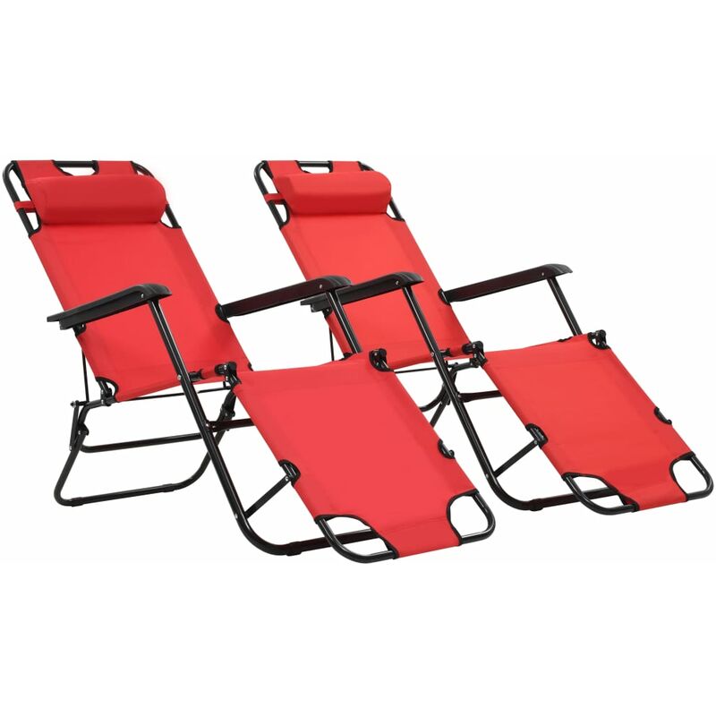 

Tumbonas plegables con reposapiés 2 unidades acero rojo