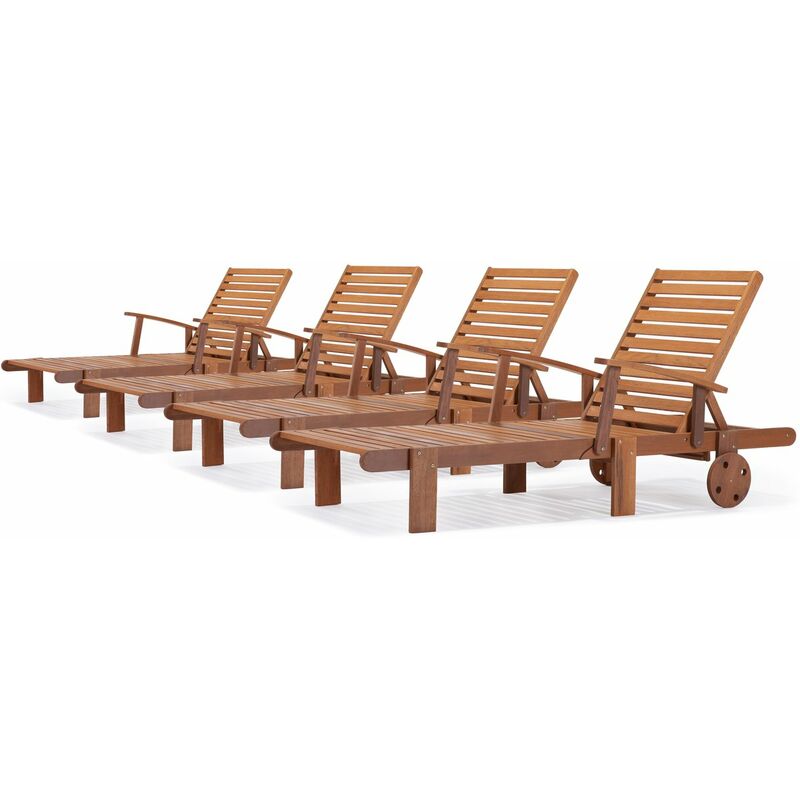 

Tumbonas plegables en madera exótica Tokyo - Maple - Marron claro- Lote de 4