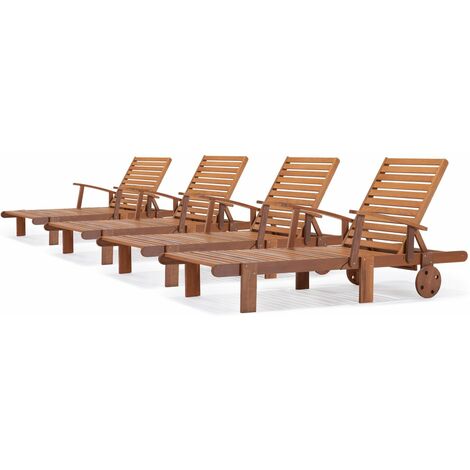 Tumbonas plegables en madera exótica "Tokyo" - Maple - Marron claro- Lote de 4