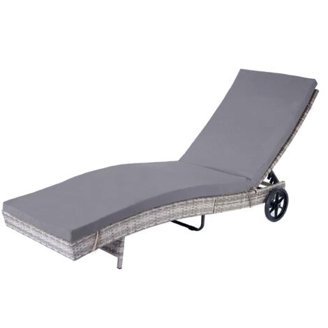 Tumbonas tumbona de jardín de polirratán gris almohada gris oscuro 040002399