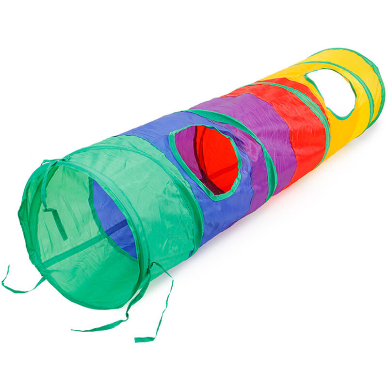 

Tunel de gato arcoiris plegable con pelota de juego Tubo de gato interactivo de juguete Tubo plegable plegable para mascotas Tunel de tunel de gato