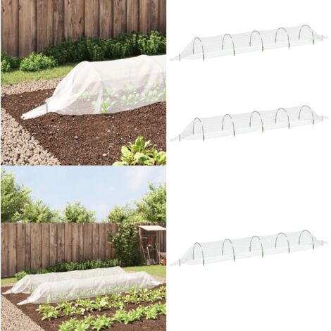 Túneles de malla 2 uds fibra de vidrio y PP 1,5x5 m - Protección de plantas - Cubierta vegetal
