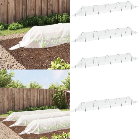 Túneles de malla 3 uds fibra de vidrio y PP 1,5x5 m - Protección de plantas - Cubierta vegetal