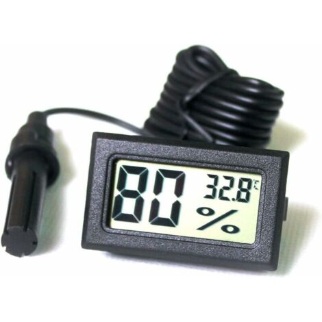 Tuner Numérique Intégré Thermomètre Hygromètre avec Sonde Externe pour Couveuse Aquarium Volaille Reptile (Noir)