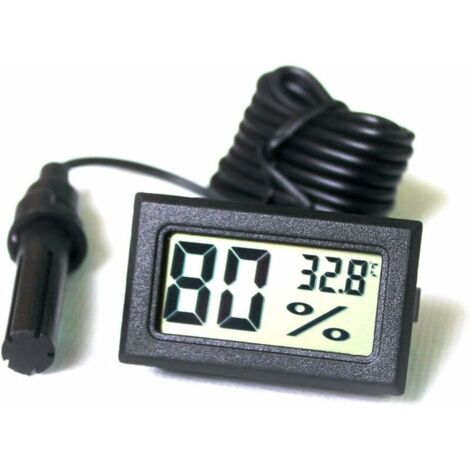 Tuner Numérique Intégré Thermomètre Hygromètre avec Sonde Externe pour Couveuse Aquarium Volaille Reptile (Noir)