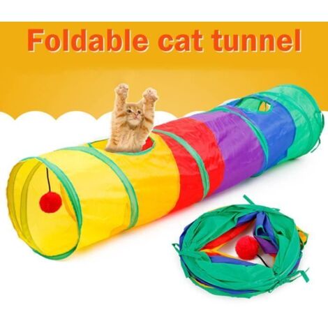 Tunnel amusant pour chat et chien pour animaux de compagnie 2 trous Tube de jeu Tube de tunnel de jeu pliant SD1005