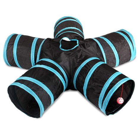Tunnel Cat Indoor Pet Tunnel De Jeu Tunnel Pliable Tube Kitty Tunnel Peek Trou Jouets Pour Animaux Jouets Pour Chats Chiots Lapins(Cinq Canaux)