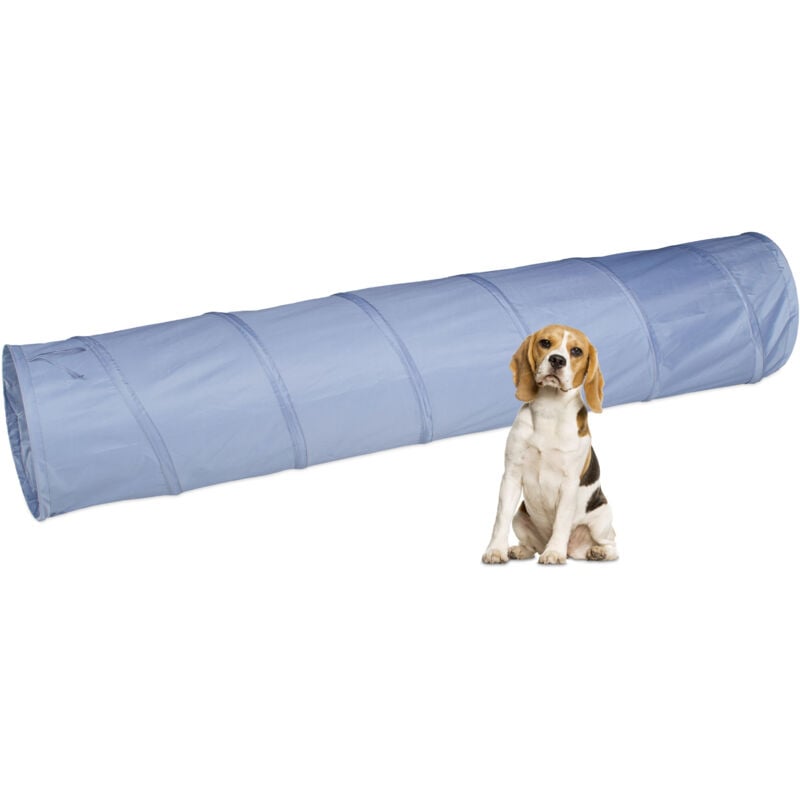 Relaxdays - Tunnel d'agilité pour chien, 2 mètres, jouet d'entraînement, d : 40 cm, obstacle Agility chiens, pliable, gris