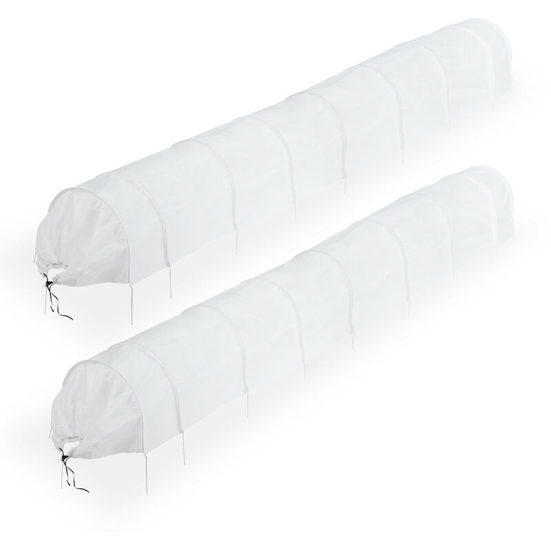 Tunnel de croissance, lot 2, longueur : 5 m, contre les parasites, filet à mailles fines, blanc - Relaxdays