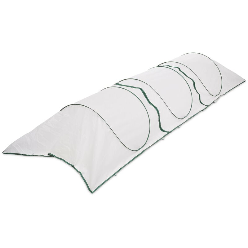 Tunnel de croissance pliable, système « pop up », 3,5 m, filet antiparasitaire, pour légumes et fraises, blanc - Relaxdays