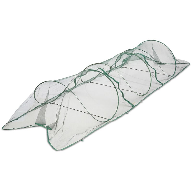 Relaxdays Tunnel de croissance pliable, système « pop up », 3,5 m, filet, pour légumes et fraises, vert foncé