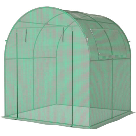 Tunnel de Jardin avec Portes et Fenêtres Enroulables en PE Vert, 180x180x200 cm