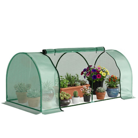 Tunnel de jardin en acier avec bâche PVC, 200x100x80 cm, vert