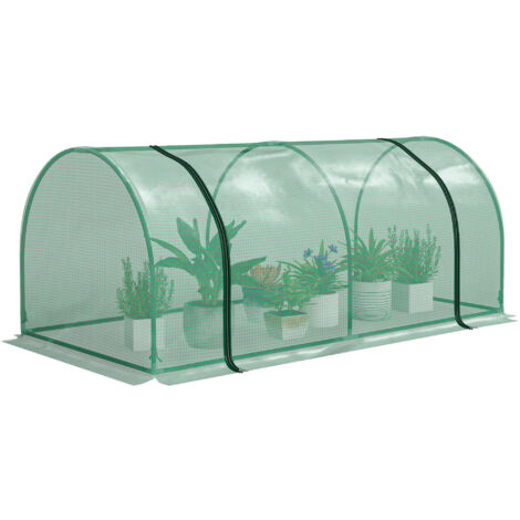 Tunnel de jardin en acier avec bâche PVC, 200x100x80 cm, vert