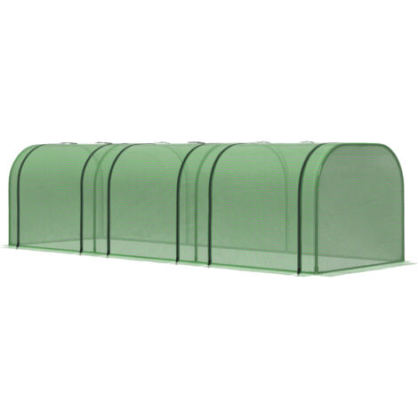 Tunnel de Jardin en Acier et Plastique PP avec Portes Enroulables, 295x100x80 cm, Vert
