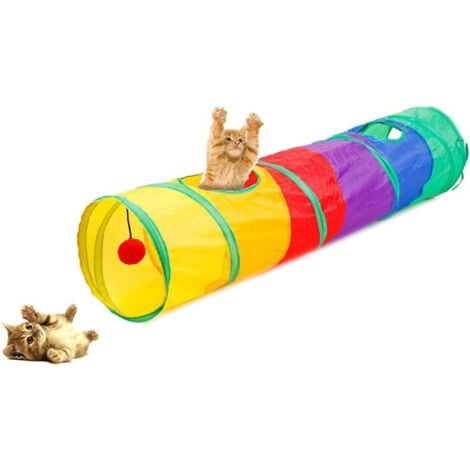 LIVE HOUSE Tunnel de jeu pour chat Lit pliable pour chat/lapin/chien avec 2 canaux parfait pour faire de l'exercice et satisfaire la curiosité du chat-