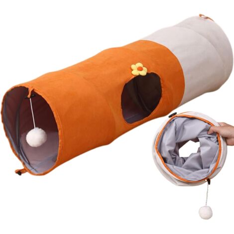 Tunnel de jeu pour chat Tube pliable pour chat avec balle,
