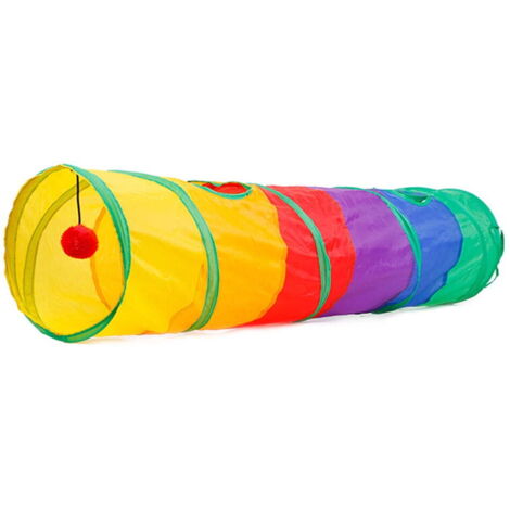 Tunnel de Jeu pour Chat Vert Imprimé avec Balle, Jouet Froissé pour Chaton et Animal de Compagnie