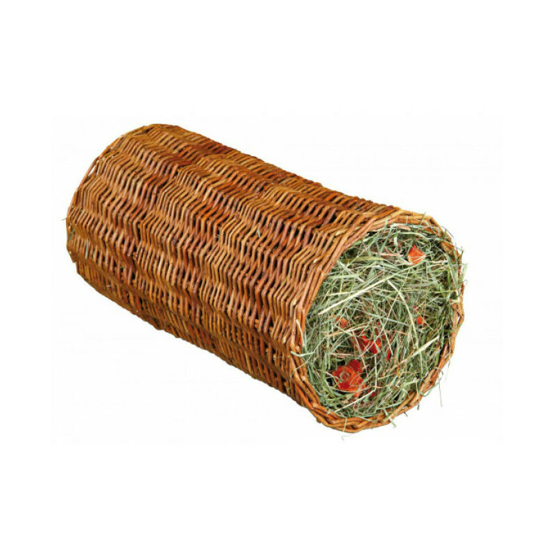 Tunnel en osier avec foin et carotte pour rongeurs - ø 15 × 33 cm, 110 g
