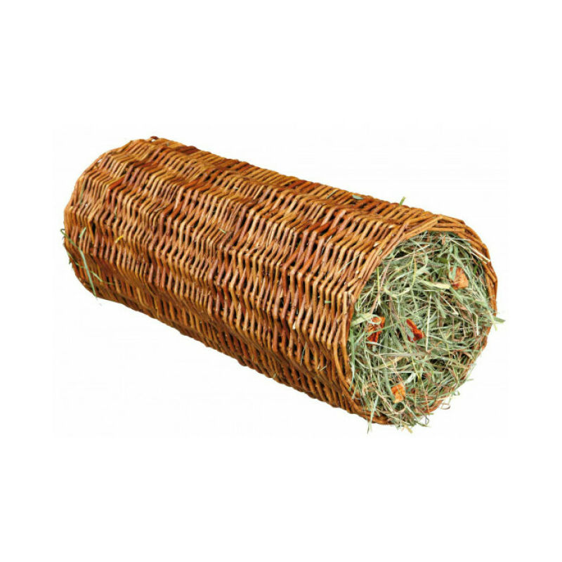 Tunnel en osier avec foin et carotte pour rongeurs - ø 20 × 38 cm, 220 g