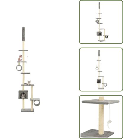 Tunnel per gatti - vidaXL Albero per Gatti con Tiragraffi in Sisal 203 cm Grigio - Tiragraffi in sisal