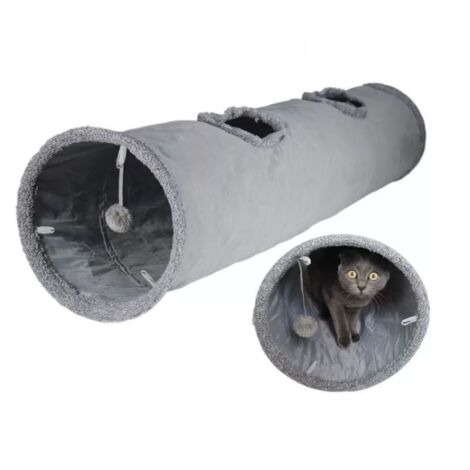 Tunnel pieghevole per gatto grigio