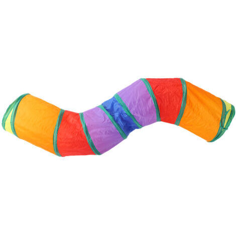 Tunnel pliable en forme de S pour chat, entraînement interactif, Tube de couleur arc-en-ciel, jouet pour animaux de compagnie